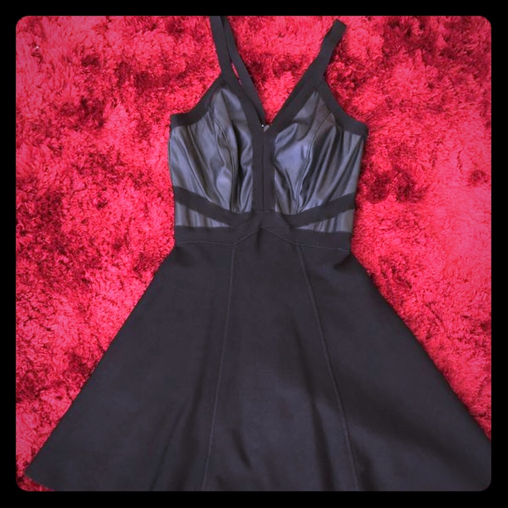 Bebe Faux Leather and Bodycon Dress